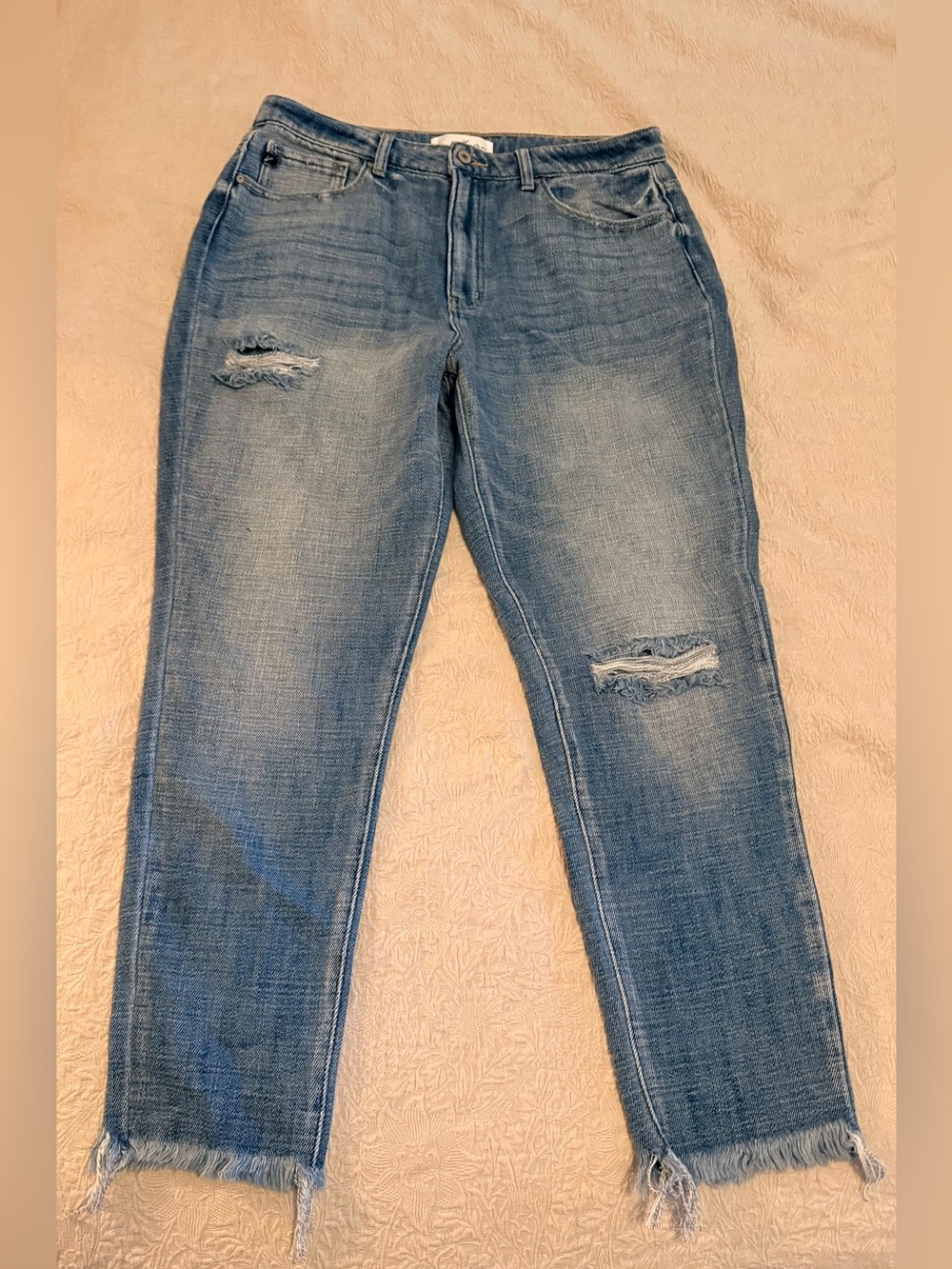 KanCan Women's Light Blue Distressed Boyfriend Jeans